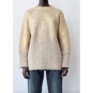 Zara Gold Metallic Ombre Knit Sweater